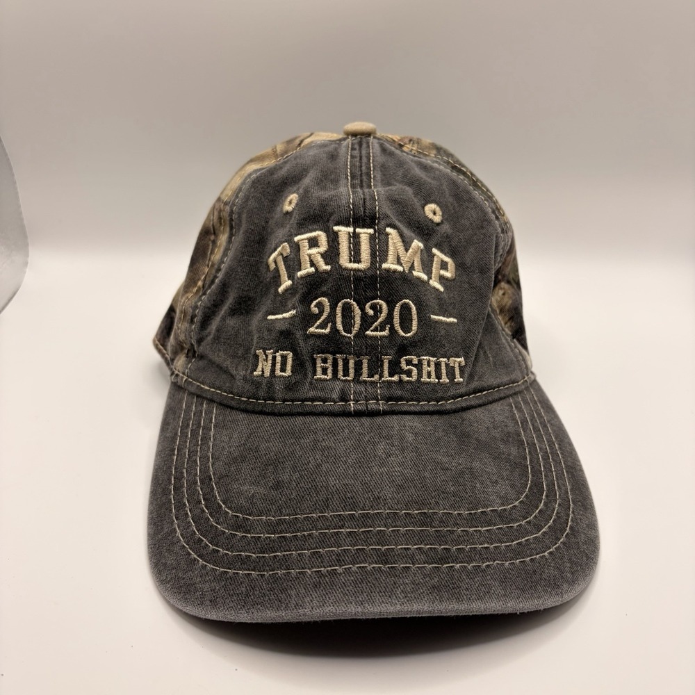 Trump 2020 No Bullshit Camo Adjustable Hat Distressed Cap US Print Factory